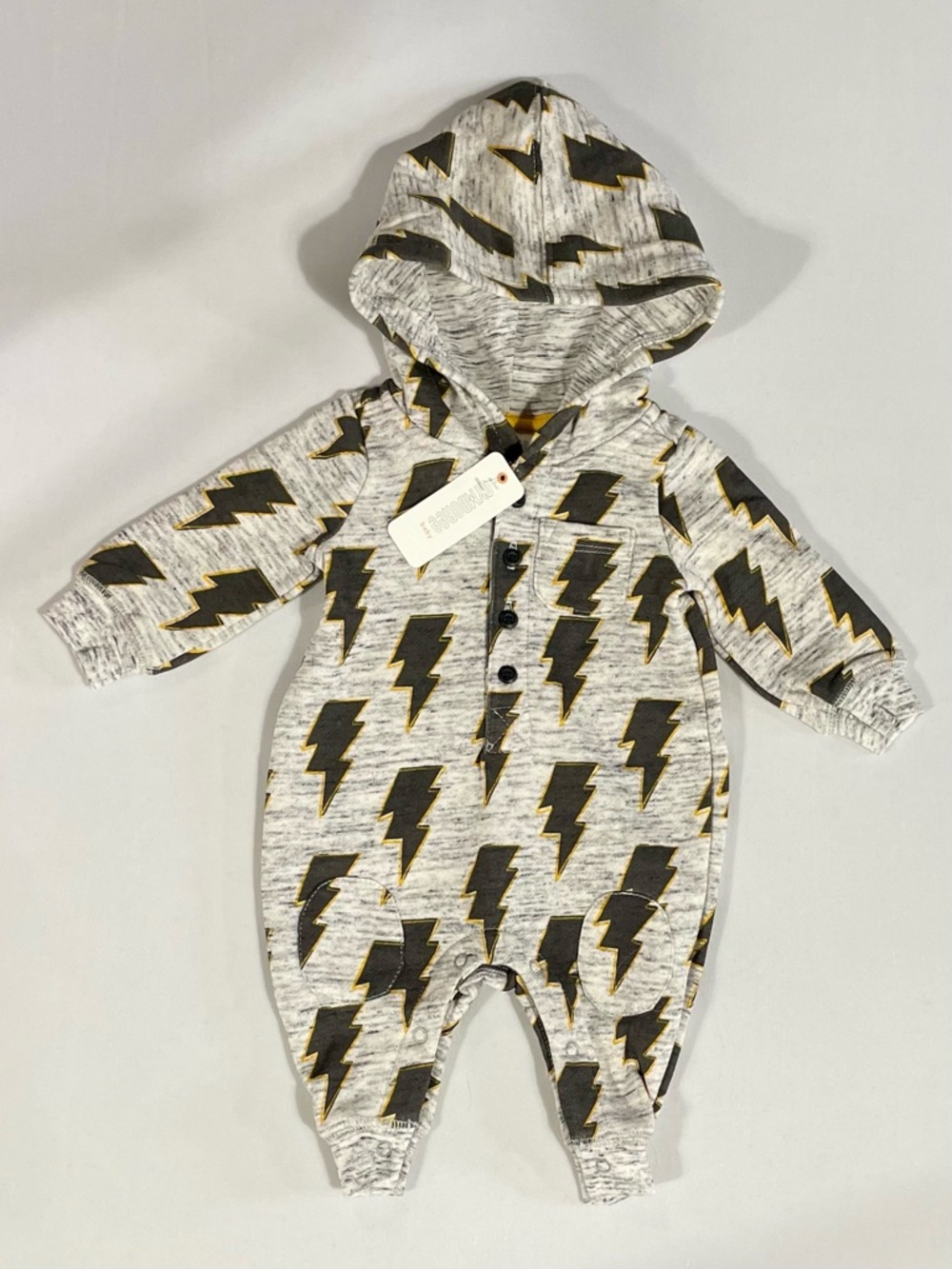 Gymboree NWT 0-3M Baby Boy Lightning Bolt Hooded Romper